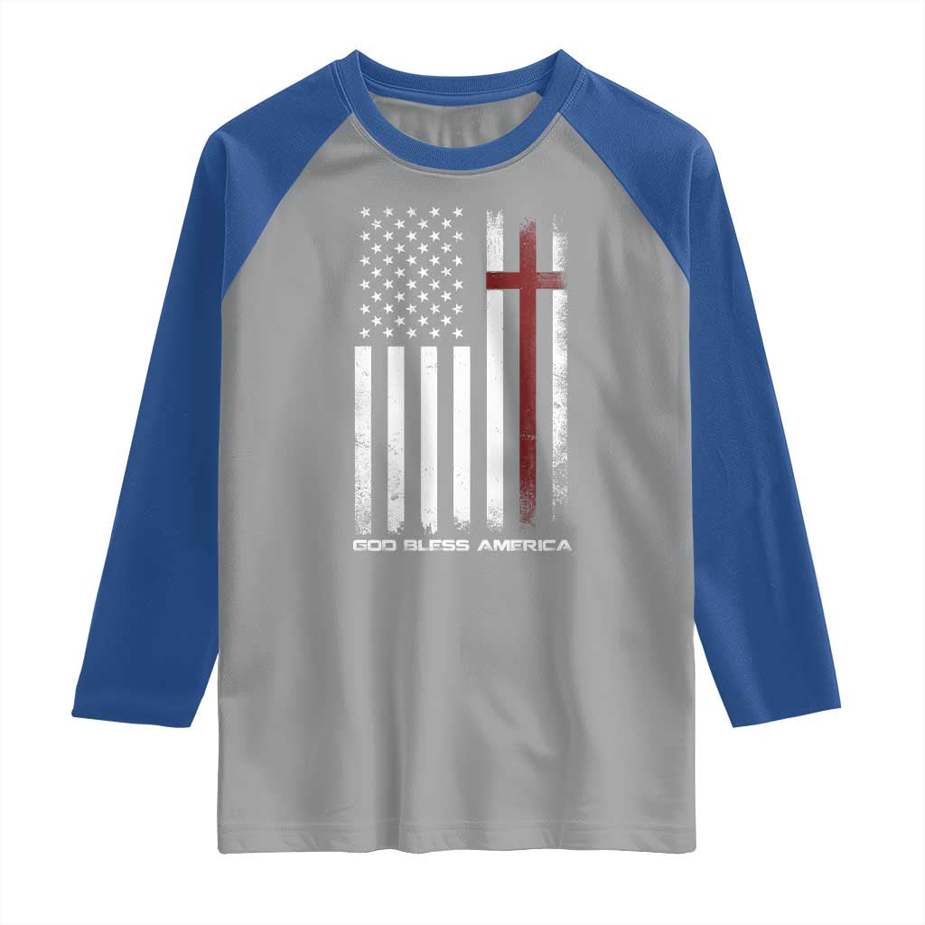God Bless America Raglan Shirt America Pride USA US Flag Patriotic 4th of July - Wonder Print Shop