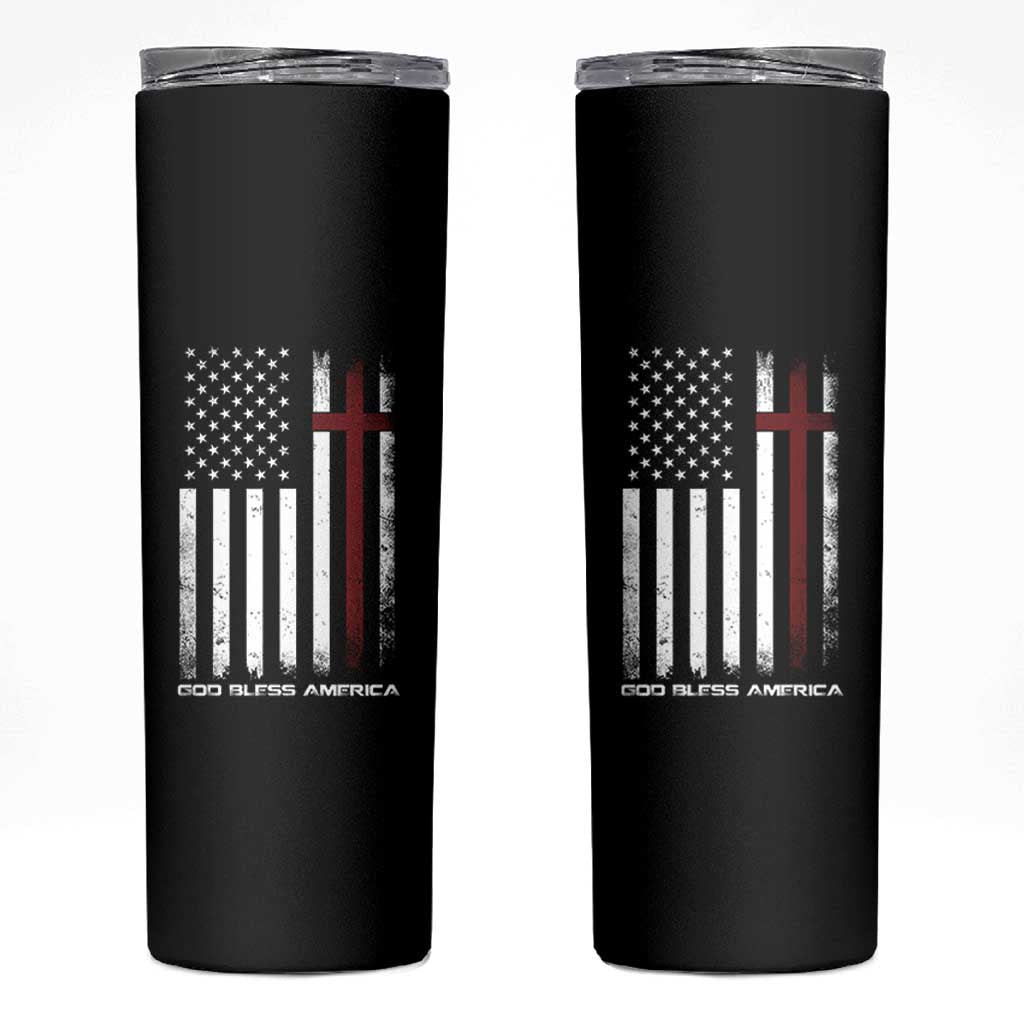God Bless America Skinny Tumbler America Pride USA US Flag Patriotic 4th of July - Wonder Print Shop