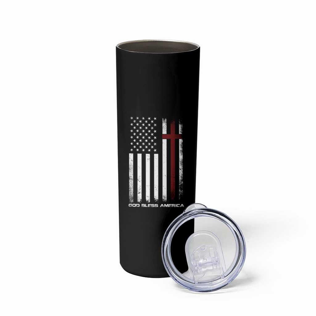 God Bless America Skinny Tumbler America Pride USA US Flag Patriotic 4th of July - Wonder Print Shop
