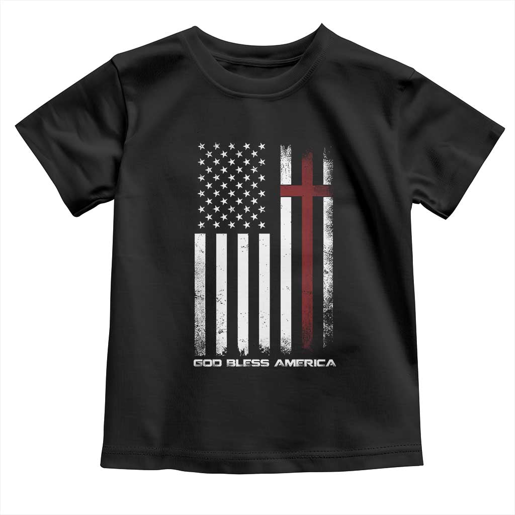God Bless America Toddler T Shirt America Pride USA US Flag Patriotic 4th of July - Wonder Print Shop