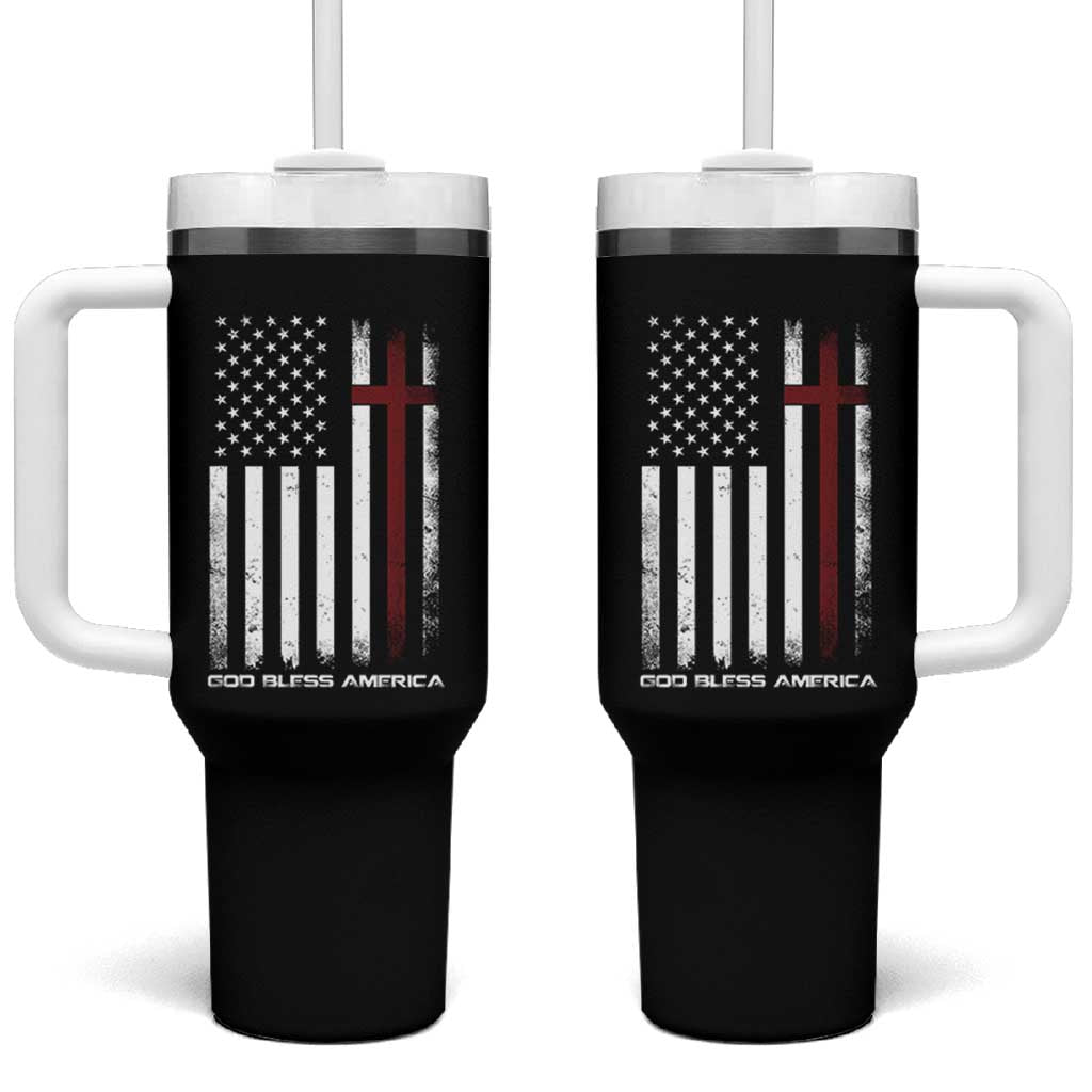 God Bless America Tumbler With Handle America Pride USA US Flag Patriotic 4th of July - Wonder Print Shop
