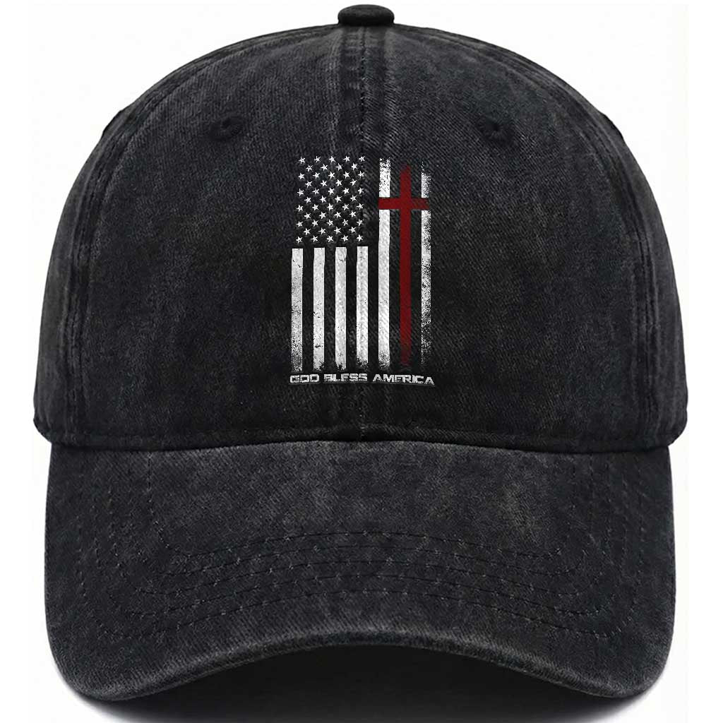 God Bless America Washed Cotton Baseball Cap America Pride USA US Flag Patriotic 4th of July