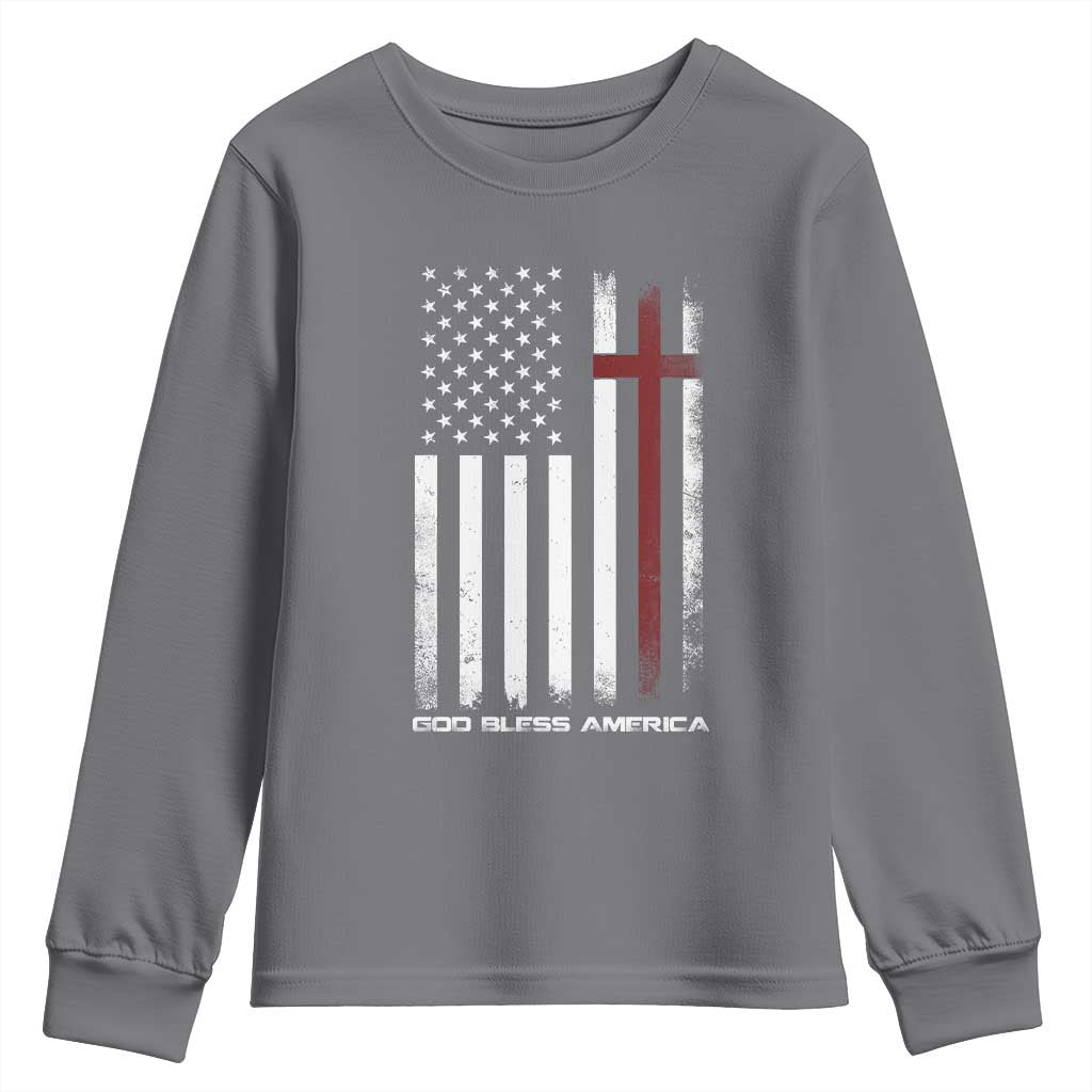 God Bless America Youth Sweatshirt America Pride USA US Flag Patriotic 4th of July - Wonder Print Shop
