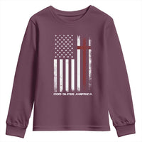 God Bless America Youth Sweatshirt America Pride USA US Flag Patriotic 4th of July - Wonder Print Shop