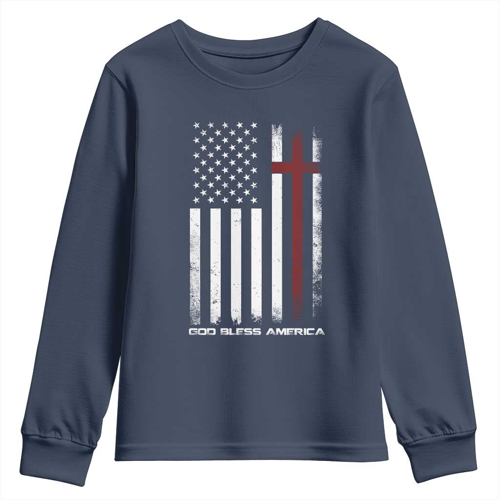God Bless America Youth Sweatshirt America Pride USA US Flag Patriotic 4th of July - Wonder Print Shop