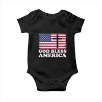 God Bless America Baby Onesie Cross USA Flag Patriotic 4th of July Christian - Wonder Print Shop