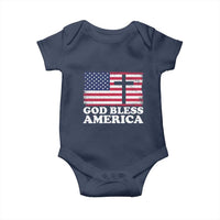 God Bless America Baby Onesie Cross USA Flag Patriotic 4th of July Christian - Wonder Print Shop