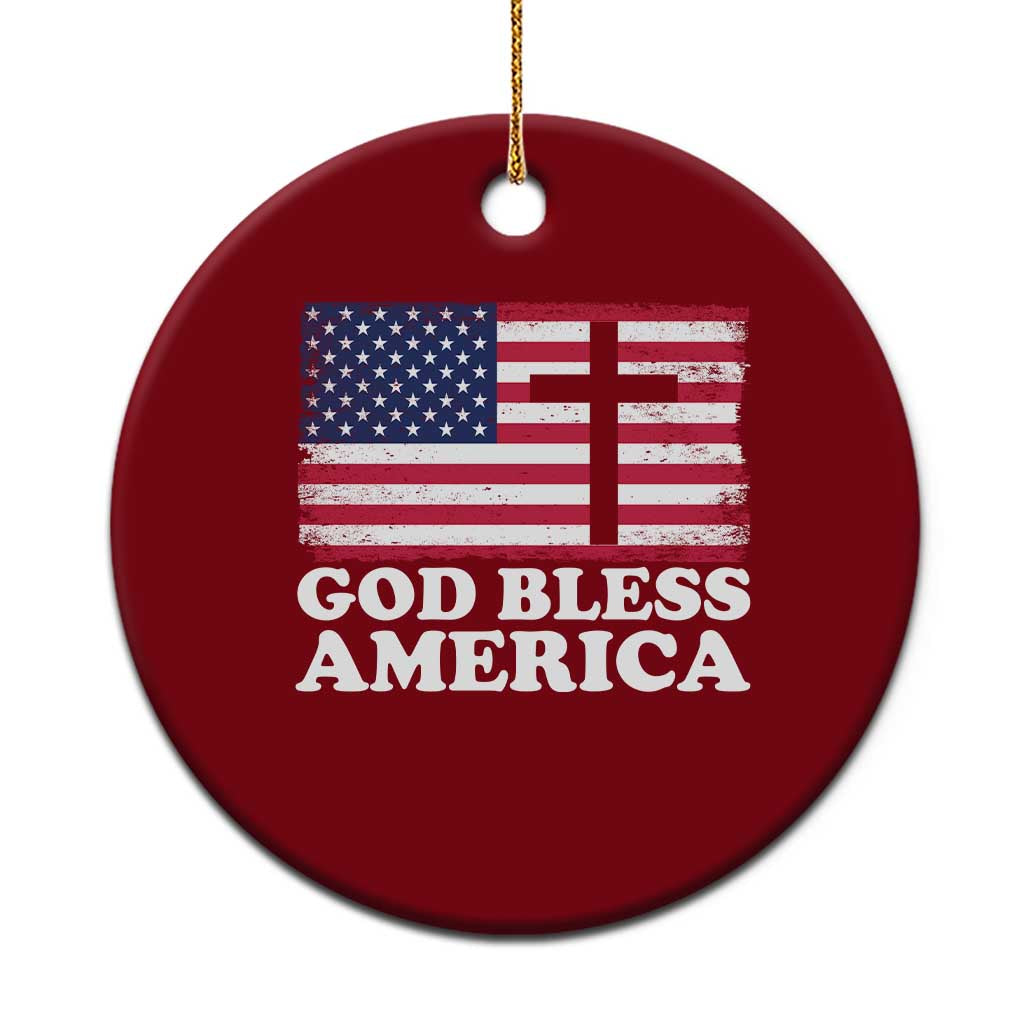 God Bless America Ceramic Ornament Cross USA Flag Patriotic 4th of July Christian - Wonder Print Shop