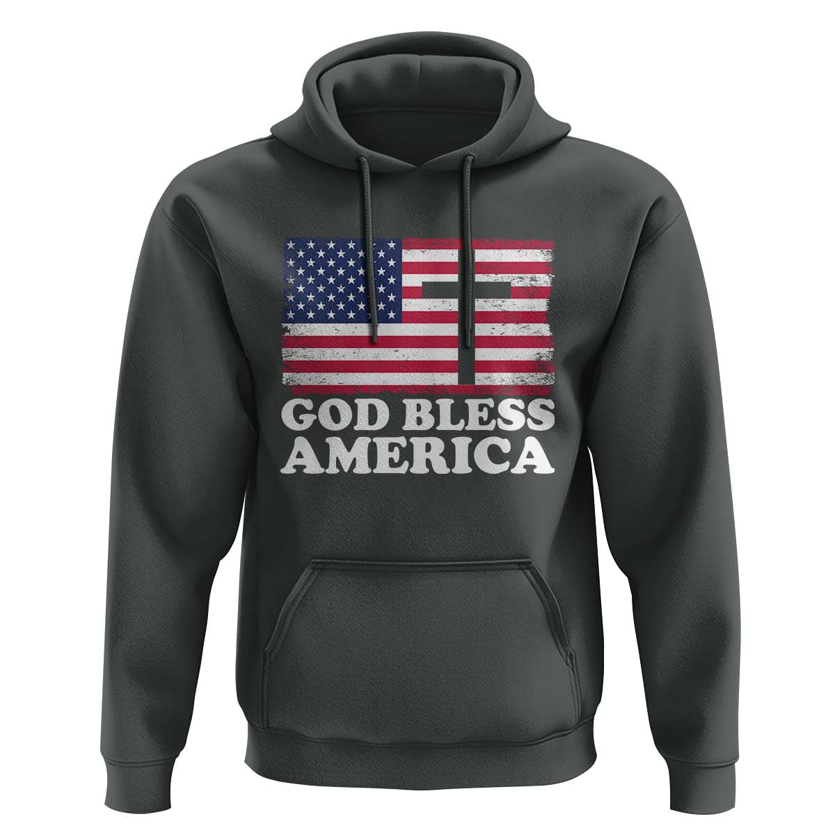God Bless America Hoodie Cross USA Flag Patriotic 4th of July Christian - Wonder Print Shop