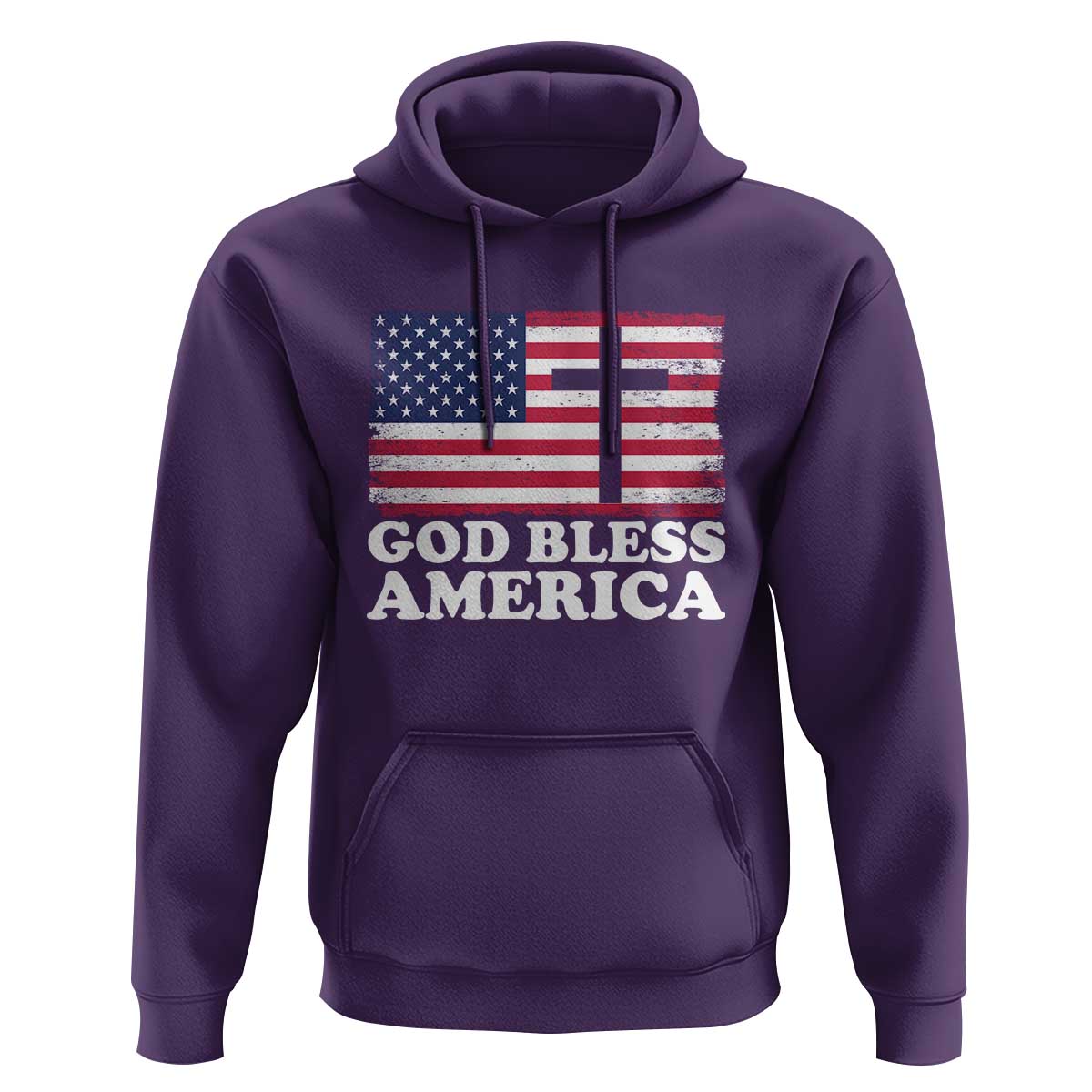 God Bless America Hoodie Cross USA Flag Patriotic 4th of July Christian - Wonder Print Shop