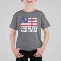 God Bless America T Shirt For Kid Cross USA Flag Patriotic 4th of July Christian - Wonder Print Shop