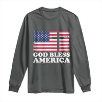 God Bless America Long Sleeve Shirt Cross USA Flag Patriotic 4th of July Christian - Wonder Print Shop