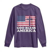 God Bless America Long Sleeve Shirt Cross USA Flag Patriotic 4th of July Christian - Wonder Print Shop