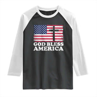 God Bless America Raglan Shirt Cross USA Flag Patriotic 4th of July Christian - Wonder Print Shop