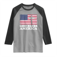 God Bless America Raglan Shirt Cross USA Flag Patriotic 4th of July Christian - Wonder Print Shop