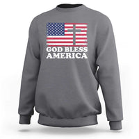 God Bless America Sweatshirt Cross USA Flag Patriotic 4th of July Christian - Wonder Print Shop