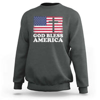 God Bless America Sweatshirt Cross USA Flag Patriotic 4th of July Christian - Wonder Print Shop