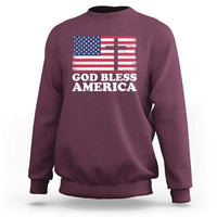 God Bless America Sweatshirt Cross USA Flag Patriotic 4th of July Christian - Wonder Print Shop