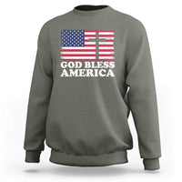 God Bless America Sweatshirt Cross USA Flag Patriotic 4th of July Christian - Wonder Print Shop