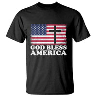 God Bless America T Shirt Cross USA Flag Patriotic 4th of July Christian - Wonder Print Shop