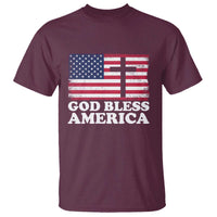 God Bless America T Shirt Cross USA Flag Patriotic 4th of July Christian - Wonder Print Shop