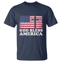 God Bless America T Shirt Cross USA Flag Patriotic 4th of July Christian - Wonder Print Shop