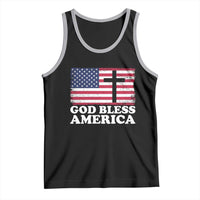 God Bless America Tank Top Cross USA Flag Patriotic 4th of July Christian - Wonder Print Shop