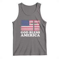 God Bless America Tank Top Cross USA Flag Patriotic 4th of July Christian - Wonder Print Shop