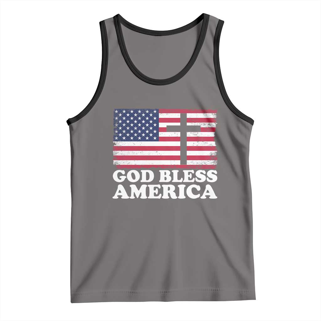 God Bless America Tank Top Cross USA Flag Patriotic 4th of July Christian - Wonder Print Shop