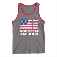 God Bless America Tank Top Cross USA Flag Patriotic 4th of July Christian - Wonder Print Shop