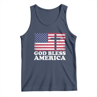 God Bless America Tank Top Cross USA Flag Patriotic 4th of July Christian - Wonder Print Shop