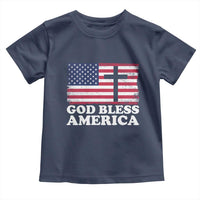 God Bless America Toddler T Shirt Cross USA Flag Patriotic 4th of July Christian - Wonder Print Shop