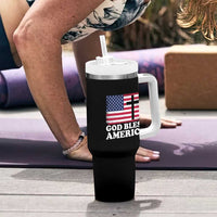 God Bless America Tumbler With Handle Cross USA Flag Patriotic 4th of July Christian - Wonder Print Shop