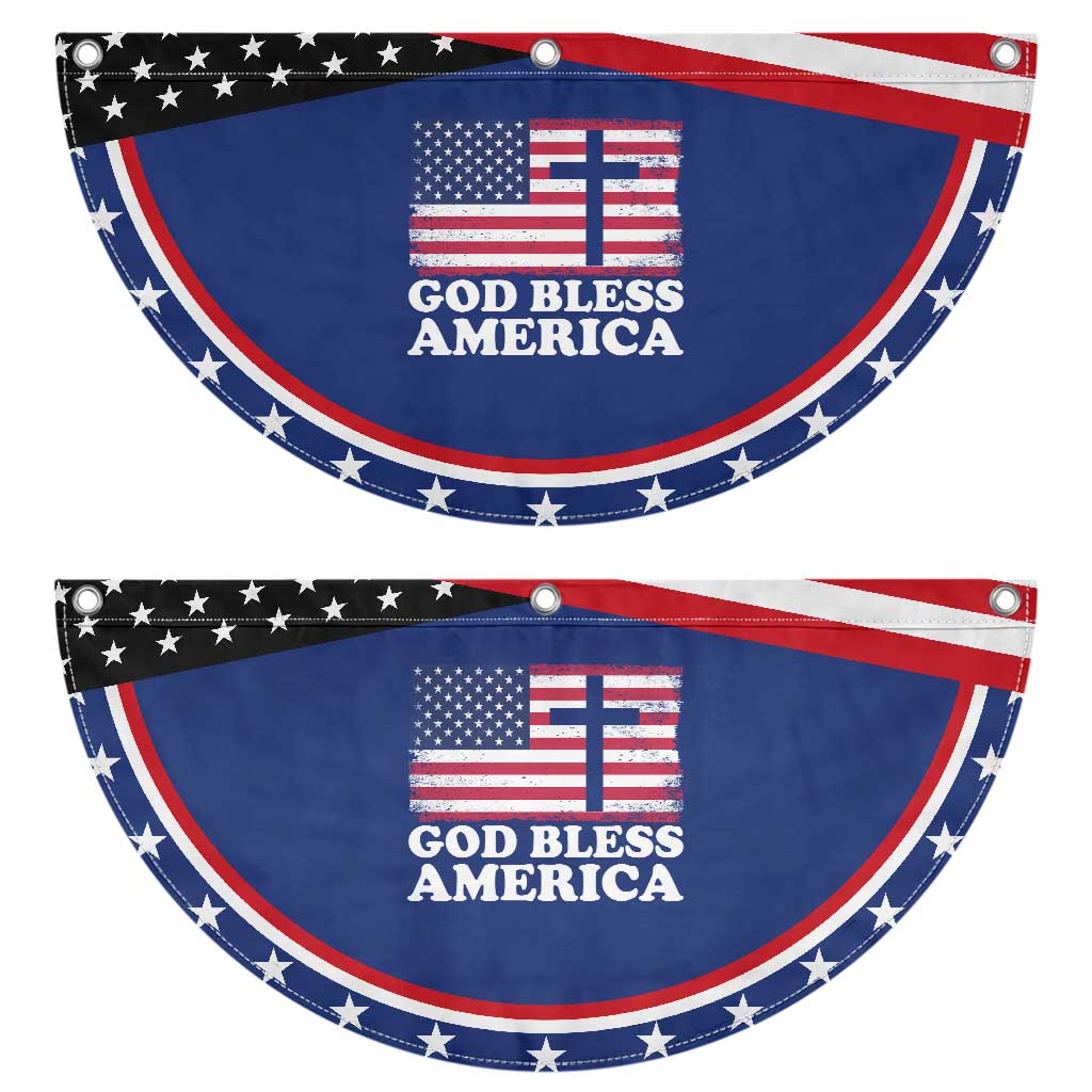 God Bless America Patriotic Fan Flag Cross USA Flag 4th of July Christian