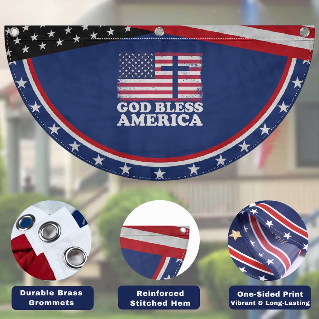 God Bless America Patriotic Fan Flag Cross USA Flag 4th of July Christian