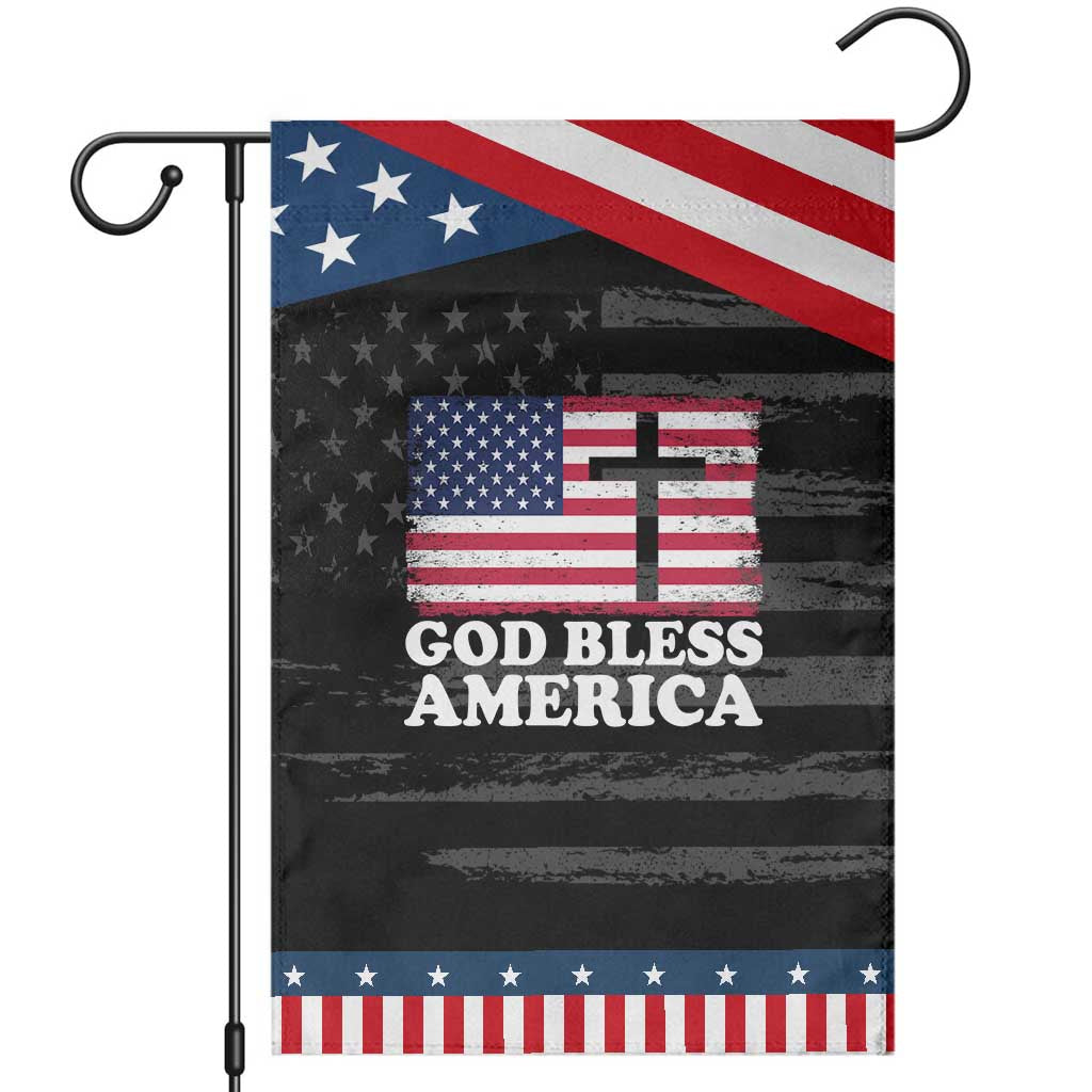 God Bless America Garden Flag Cross USA Flag Patriotic 4th of July Christian
