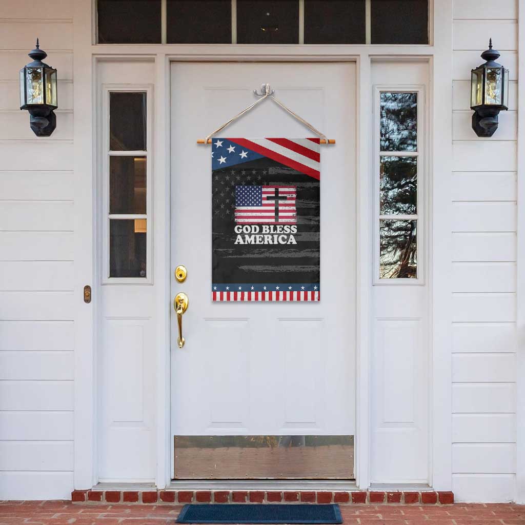 God Bless America Garden Flag Cross USA Flag Patriotic 4th of July Christian