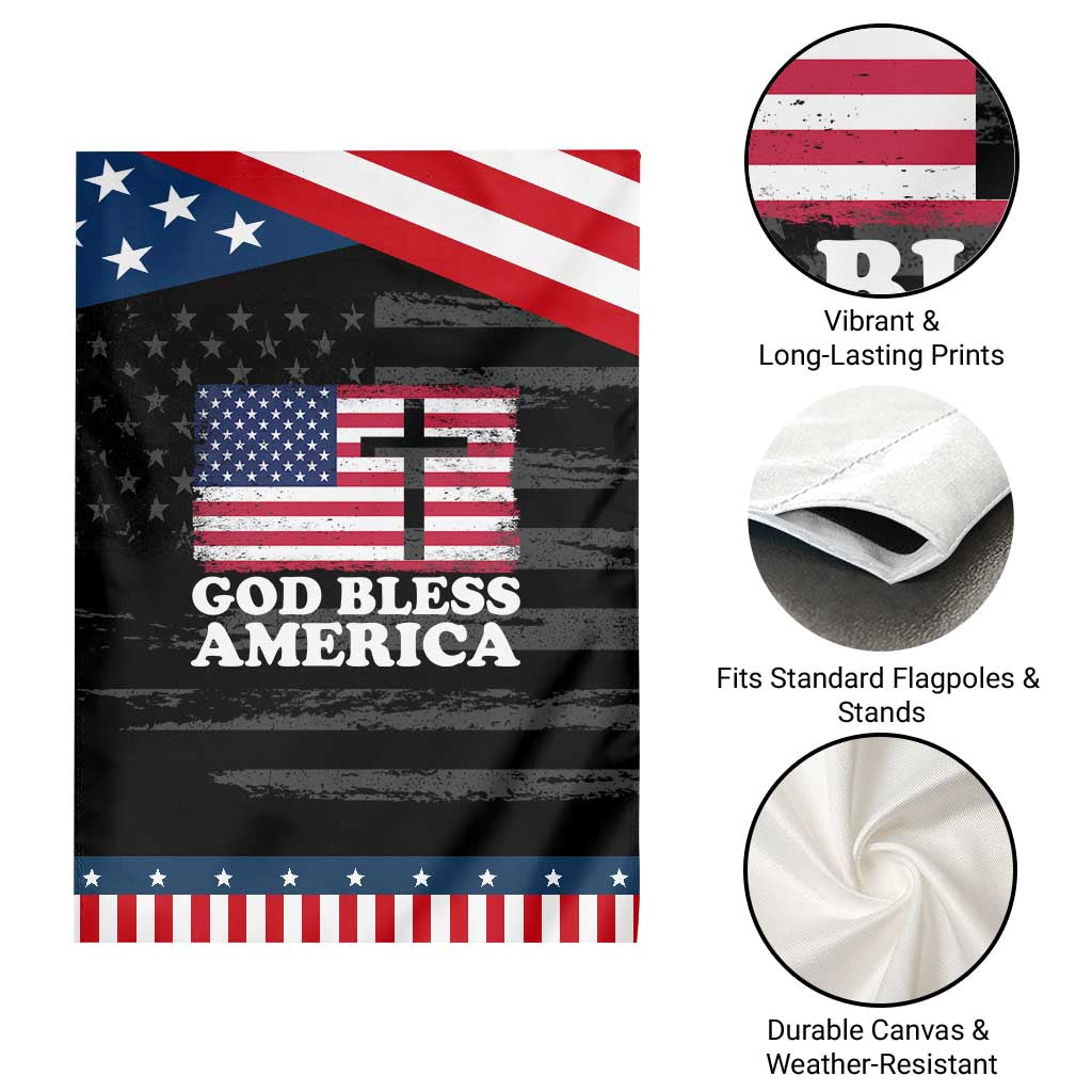 God Bless America Garden Flag Cross USA Flag Patriotic 4th of July Christian