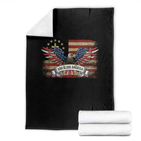 God Bless America Throw Blanket Vintage Eagle Christian Cross Flag 4th Of July