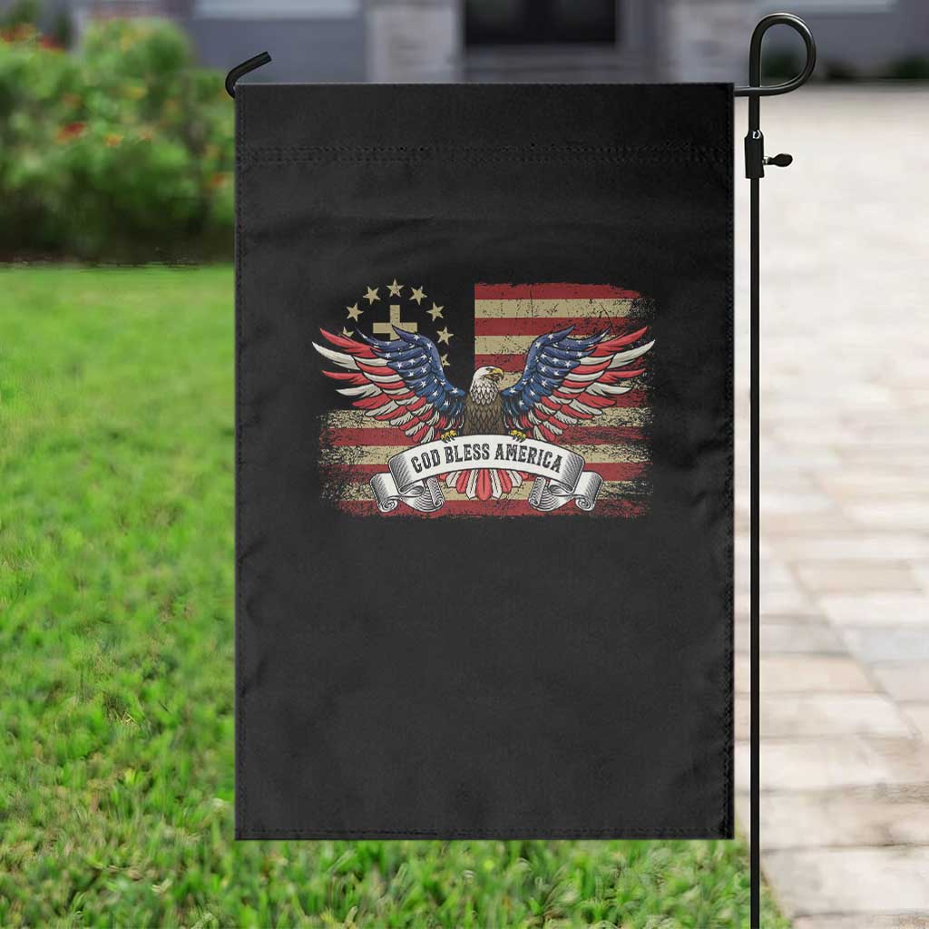 God Bless America Garden Flag Vintage Eagle Christian Cross Flag 4th Of July