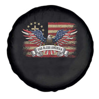God Bless America Spare Tire Cover Vintage Eagle Christian Cross Flag 4th Of July