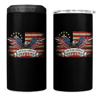 God Bless America 4 in 1 Can Cooler Tumbler Vintage Eagle Christian Cross Flag 4th Of July