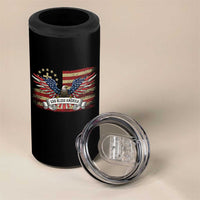 God Bless America 4 in 1 Can Cooler Tumbler Vintage Eagle Christian Cross Flag 4th Of July