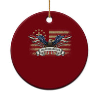 God Bless America Ceramic Ornament Vintage Eagle Christian Cross Flag 4th Of July
