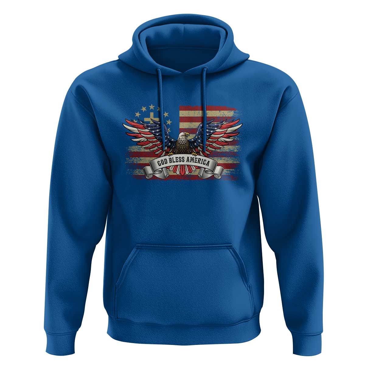God Bless America Hoodie Vintage Eagle Christian Cross Flag 4th Of July