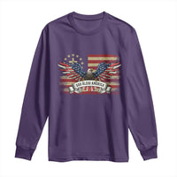 God Bless America Long Sleeve Shirt Vintage Eagle Christian Cross Flag 4th Of July