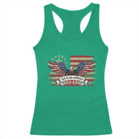 God Bless America Racerback Tank Top Vintage Eagle Christian Cross Flag 4th Of July