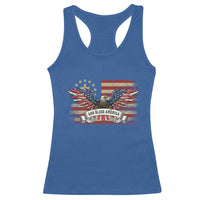 God Bless America Racerback Tank Top Vintage Eagle Christian Cross Flag 4th Of July