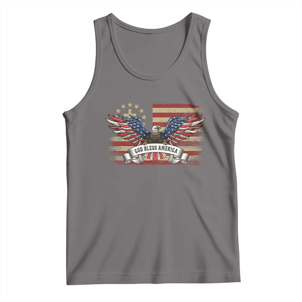 God Bless America Tank Top Vintage Eagle Christian Cross Flag 4th Of July