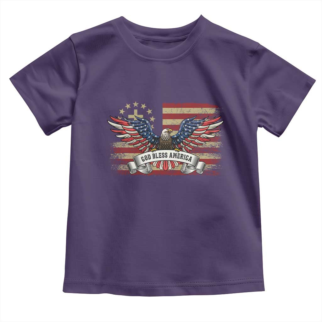 God Bless America Toddler T Shirt Vintage Eagle Christian Cross Flag 4th Of July